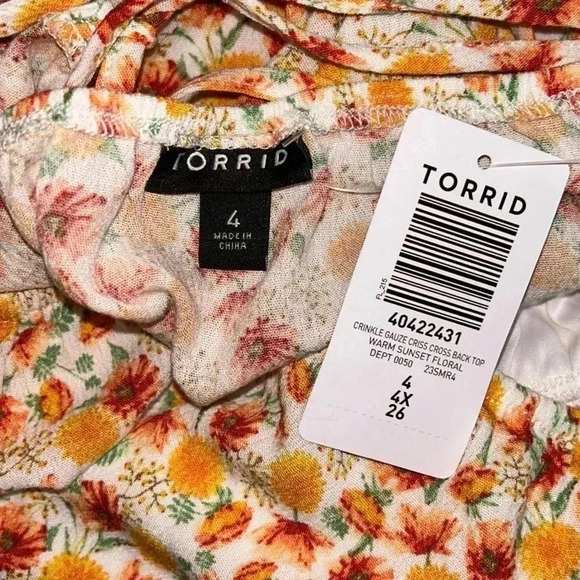 Torrid Crinkle Gauze Criss Cross Back  Top - Picture 7 of 8